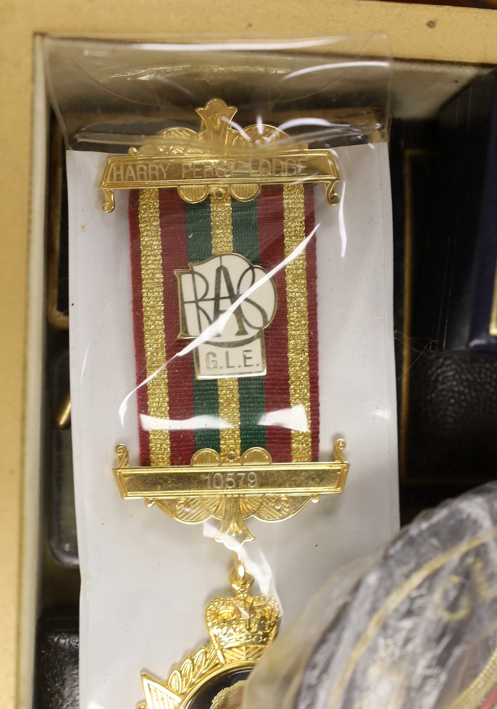 A collection of Masonic badges